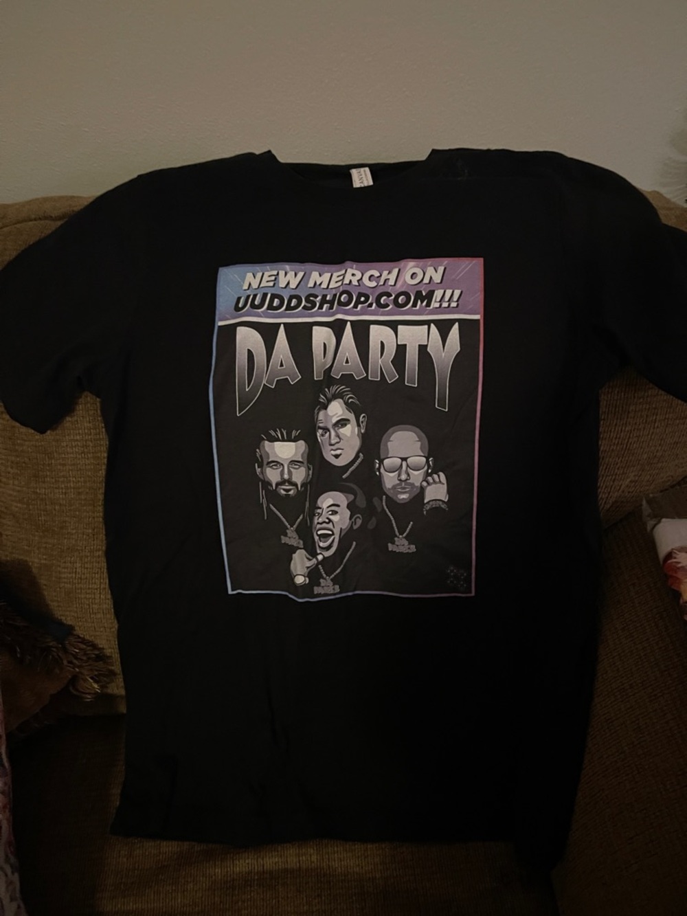 Bella Canvas Black "Da Party" Graphic Tee with Pastel Gradient Print
